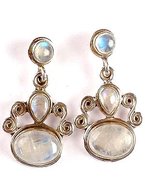 Rainbow Moonstone Post Earrings