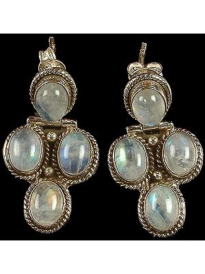 Rainbow Moonstone Post Earrings