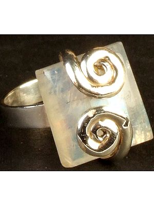 Rainbow Moonstone Ring with Spiral
