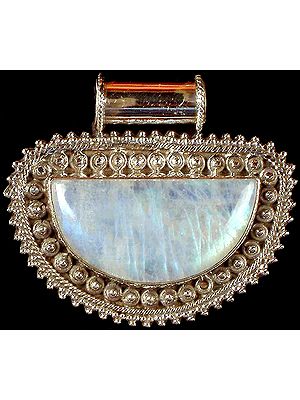 Rainbow Moonstone Semicircular Pendant