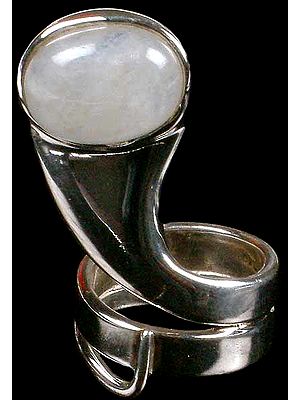 Rainbow Moonstone Serpent Ring