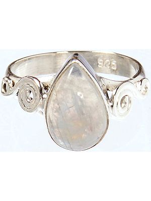 Rainbow Moonstone Teardrop Ring