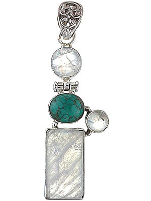 Rainbow Moonstone with Turquoise Pendant