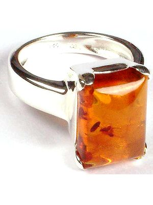 Rectangular Amber Ring
