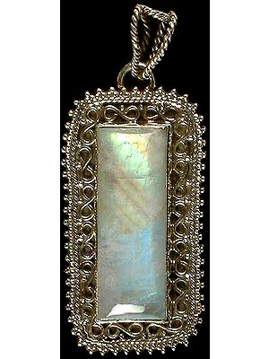 Rectangular Rainbow Moonstone Pendant