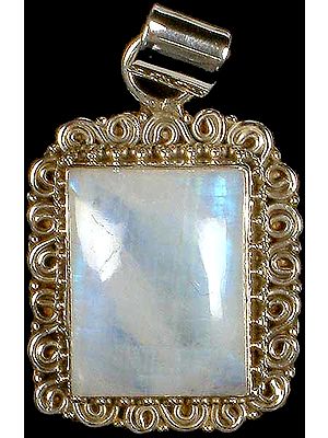 Rectangular Rainbow Moonstone Pendant