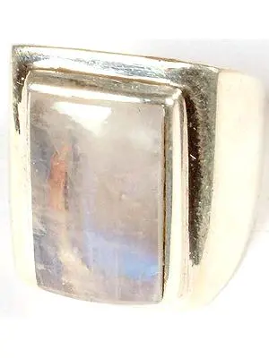 Rectangular Rainbow Moonstone Ring