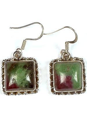 Rectangular Ruby Zoisite Earrings