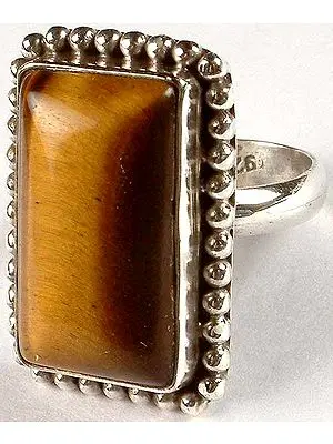 Rectangular Tiger Eye Ring