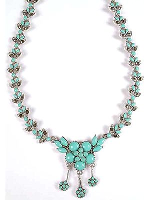 Robin's Egg Turquoise Necklace with Marcasite