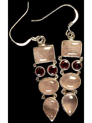 Rose Quartz and Garnet Earrings