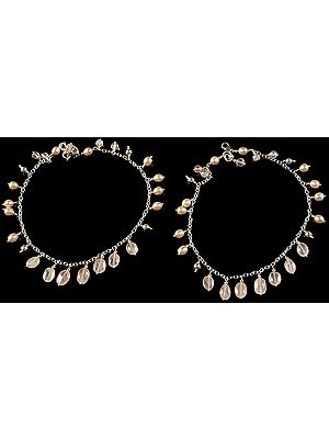 Rose Quartz and Pearl Anklets (Price Per Pair)