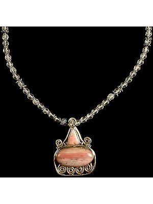 Rose Quartz Beaded Necklace With Pink Opal Pendant