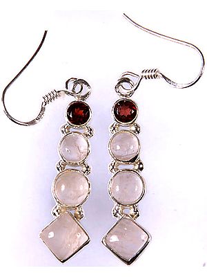 Rose Quartz Earrings with Faceted Garnet