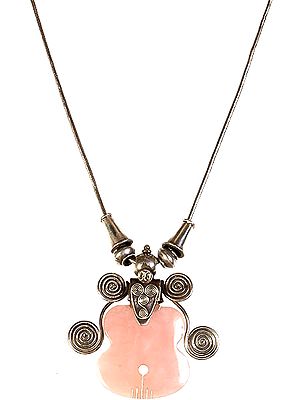 Rose Quartz Guitar Necklace with Spiral