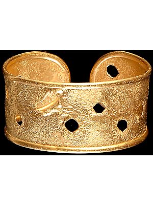 Rough Looking Sterling Gold Plated Cuff Bangle