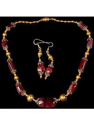 Ruby Necklace Set with Earrings