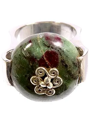 Ruby Zoisite Ring with Silver Setting