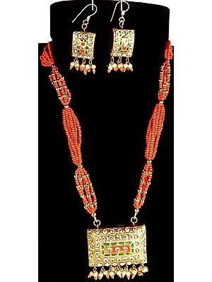 Salmon Bridal Necklace and Earrings