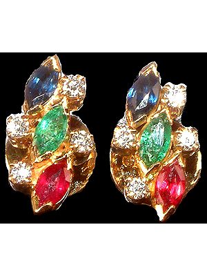 Sapphire, Emerald & Ruby Earrings