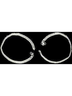 Silver Floral Anklets