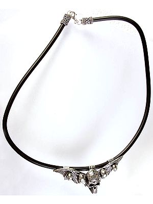 Skull with Wings Necklace with Leather