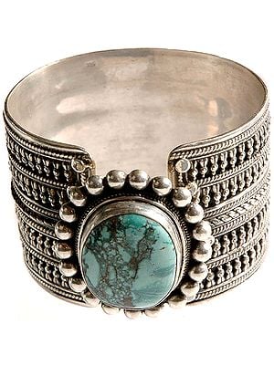 Spider's Web Turquoise Cuff Bangle