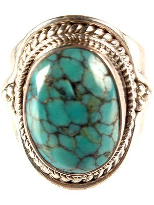 Spider's Web Turquoise Finger Ring