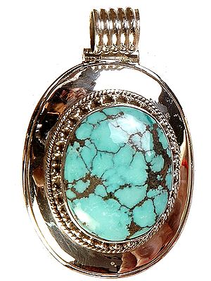Spider's Web Turquoise Oval Pendant