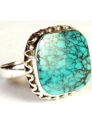 Spider's Web Turquoise Oval Ring