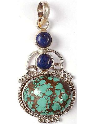 Spider's Web Turquoise with Lapis Lazuli