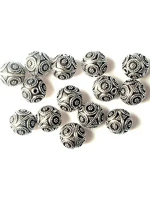 Sterling Beads with Flower Motifs<br>(Price Per Four Pieces)