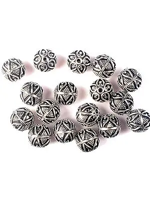 Sterling Beads with Granulation and Leaves<br>(Price Per Four Pieces)