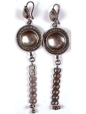 Sterling Disc Earrings With Dangle