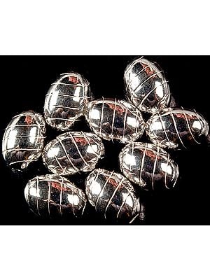 Sterling Fine Incised Oval Beads (Price Per Piece)
