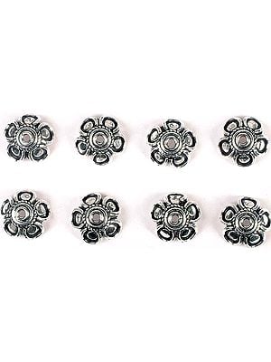 Sterling Flower Caps with Knotted Rope<br>(Price Per Four Pieces)