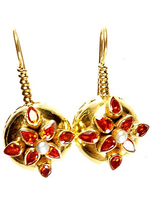 Sterling Gold Plated Earrings with CZ and Pearl