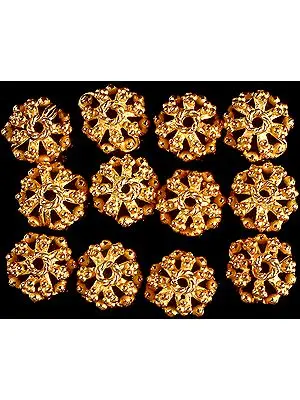 Sterling Gold Plated Lattice Caps with Granulation (Price Per Pair)