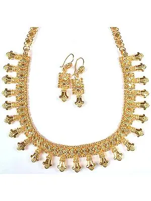 Sterling Gold Plated Necklace from Jaipur with Matching Earrings