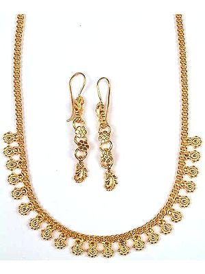 Sterling Gold Plated Necklace from Ratangarhi with Matching Earrings