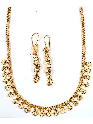 Sterling Gold Plated Necklace from Ratangarhi with Matching Earrings