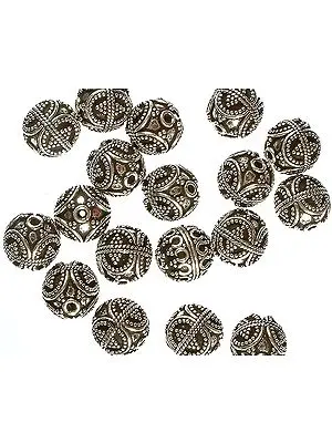 Sterling Granulated Ball Beads with Knotted Ropes (Price Per Pair)