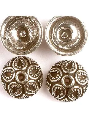 Sterling Granulated Floral Fine Caps (Price Per Pair)