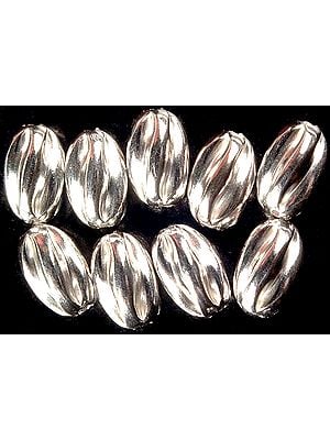 Sterling Fine Oval Incised Beads (Price Per Pair)