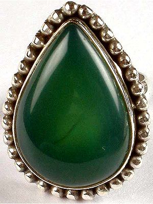 Tear Drop Green Onyx Ring