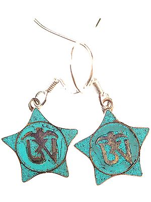 Tibetan Om (AUM) Inlay Earrings