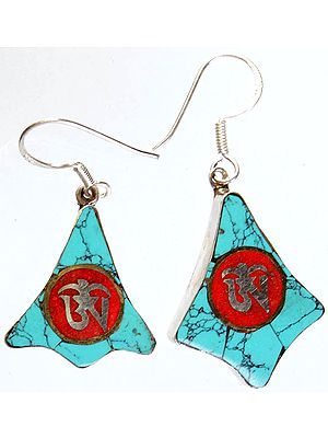 Tibetan Om (AUM) Inlay Earrings