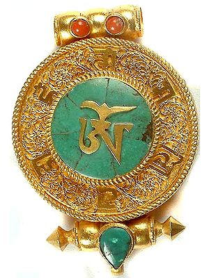 Tibetan Om Pendant (Gold Plated Gau Box)