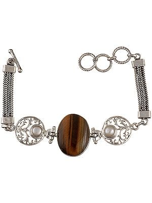 Tiger Eye Bracelet with Twin Pearl | Pearl Stone Jewelry