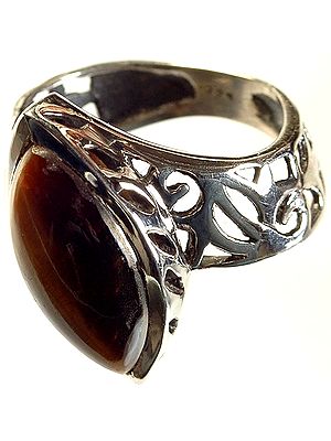 Tiger Eye Marquis Ring